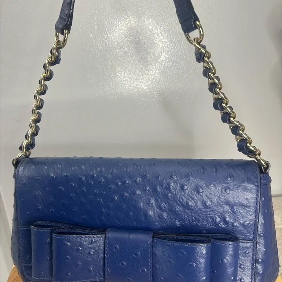 Kate Spade ♠️ Joleen charm City Ostrich Leather flap bow shoulder bag. - Picture 3 of 8